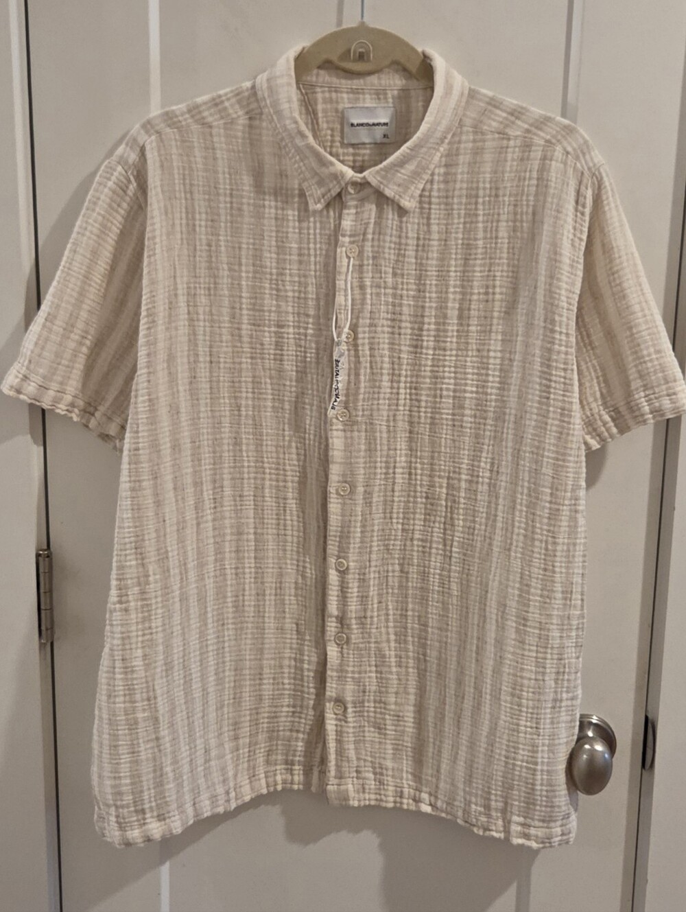 NWT Blanco by Nature Gauze Cotton Short-Sleeve Button-Up Stripe Shirt - Size XL